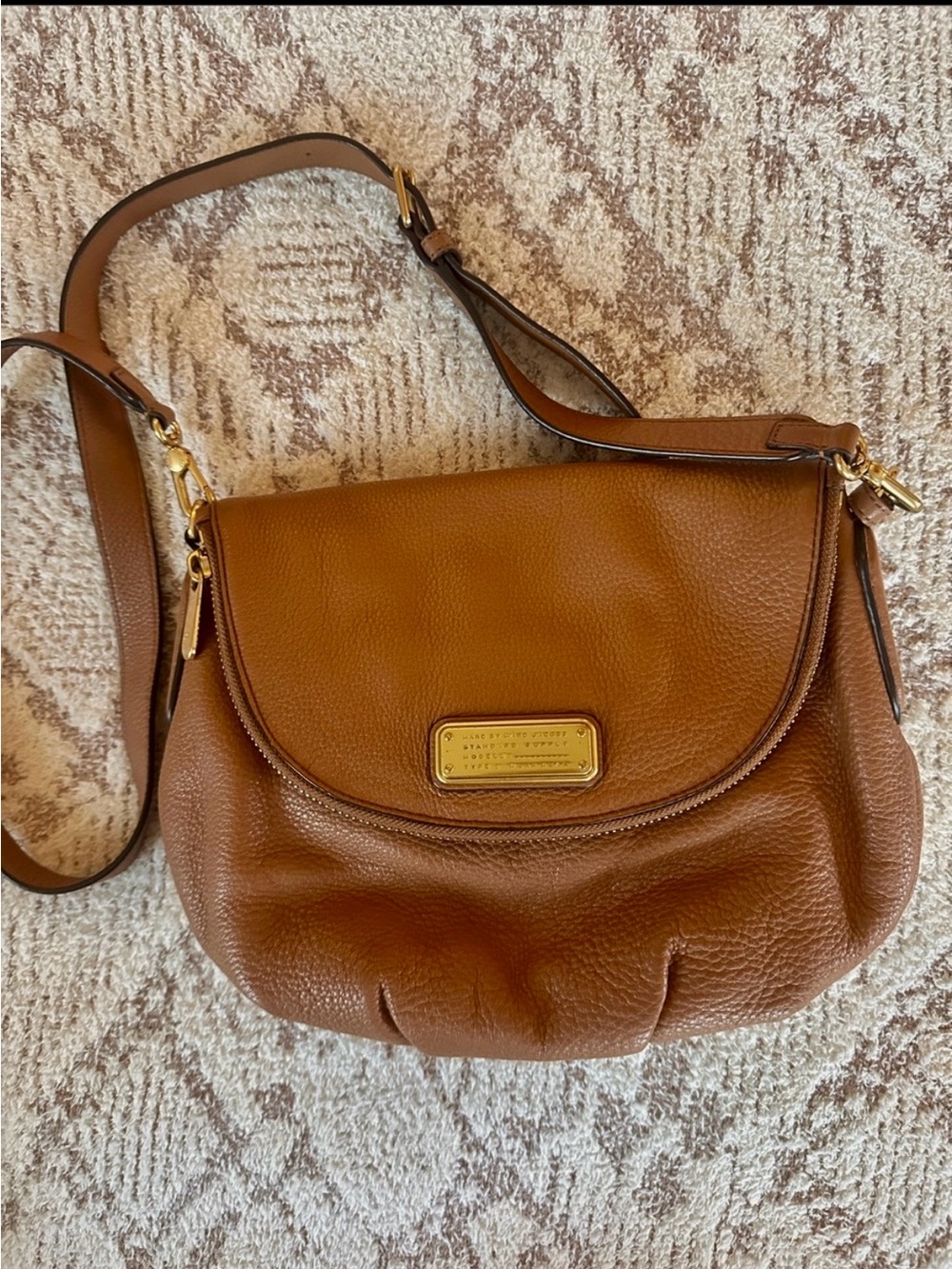 Marc Jacobs Pebbled Leather Crossbody Bag Brown Standard Supply like new